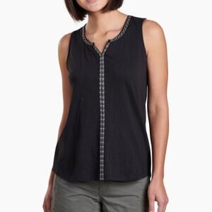 Kuhl Womens Shay Tank Sz M Gorpcore Hiking Organic Cotton Embroidered Slub Top